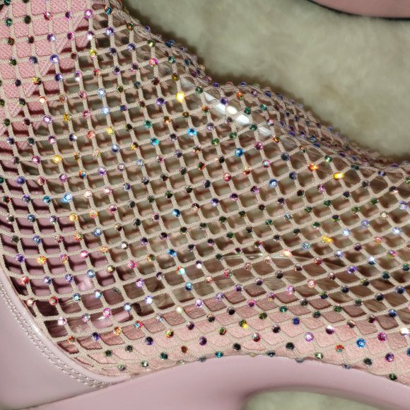 Baby Pink Stretch Rhinestone Mesh High Heel Platform Shoes 765 Adore RM - Picture 12 of 15